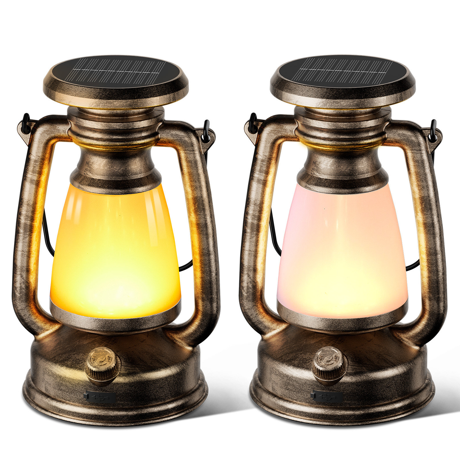 BUCASA Solar Lantern Outdoor Lights Vintage Flickering Flame Solar Lanterns Lights Outdoor Waterproof Rechargeable Hanging Outdoor Solar Lanterns Lights Solar Powered Lanterns For Camping Yard Reviews...